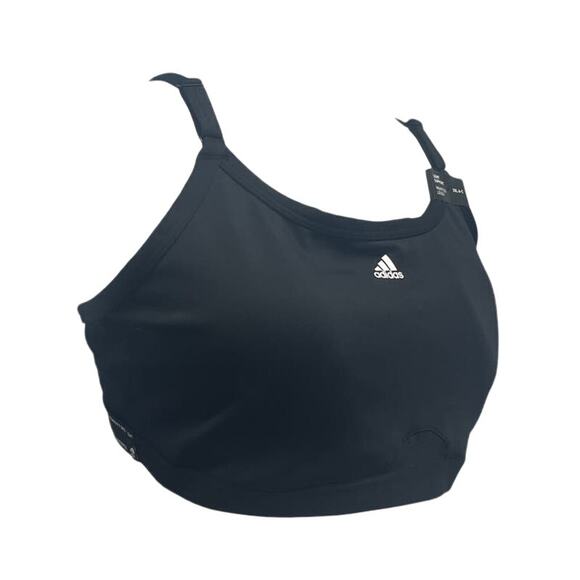 New Adidas 2XL 52AC Black Light Support Removeable Pads Training Sports Bra - Picture 1 of 6